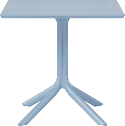 WestinTrends Playa 31.5" Square Outdoor Plastic Resin Patio Dining Table for 4, French Blue