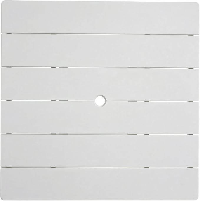 Square Patio Dining Table, White HDPE, 37.8 Inch
