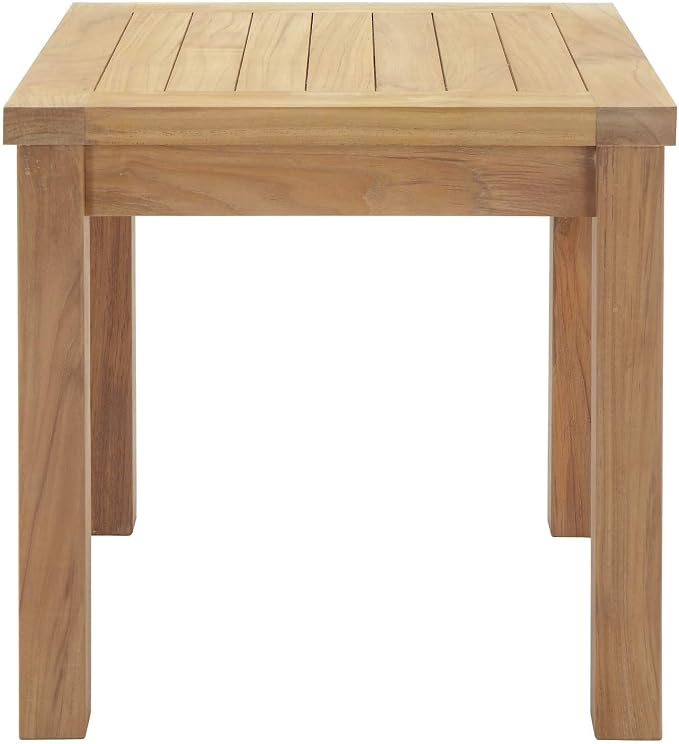 Modway Marina Premium Grade A Teak Wood Outdoor Patio Square Side End Table in Natural