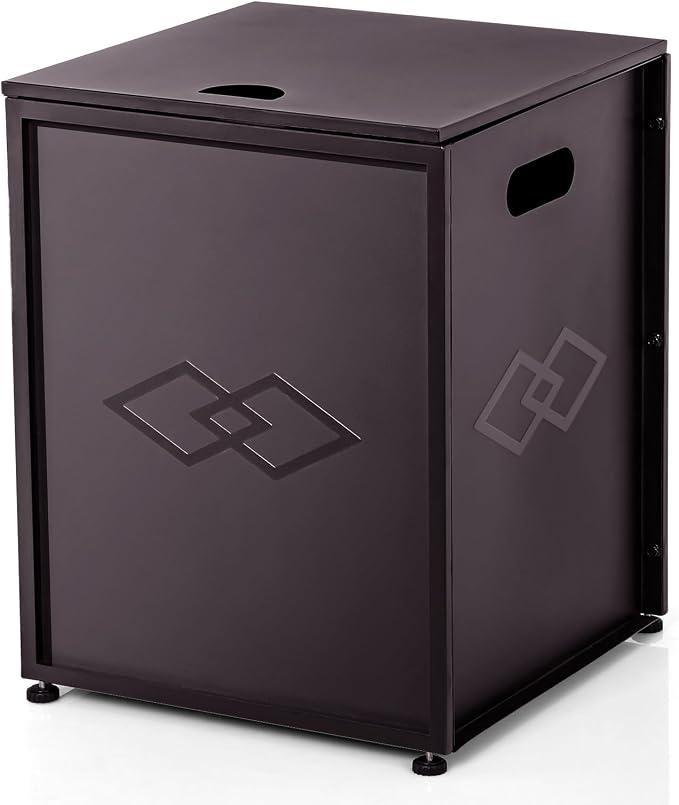 Propane Tank Cover Table – 20LB Outdoor Gas Cylinder Hideaway Storage Box with Side Handles – Metal Side Table for Garden Fire Pits