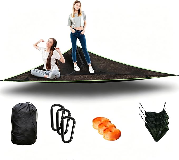 13Ft Extra Large Triangle Hammock, Camping Hammock with 3 Tie Down Straps and Storage Bag, 3 Point Hammocks Portable Max 600 Lbs for 2-3 Adult Kid