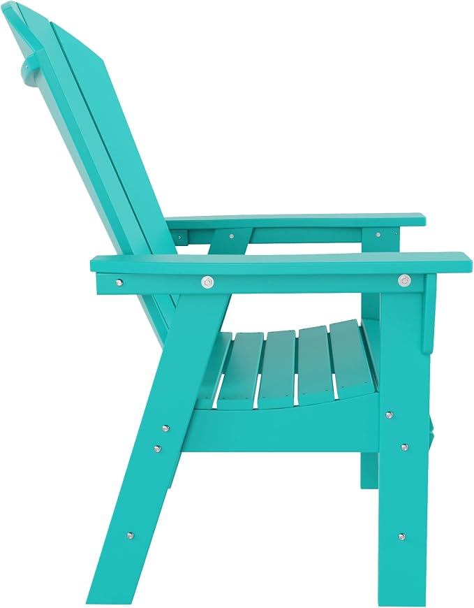 WestinTrends Malibu 5 Piece Adirondack Outdoor Dining Set, All Weather Poly Lumber Patio Table and Chairs Furniture Set, 43" Trestle Square Dining Table and 4 Adirondack Dining Chair, Turquoise