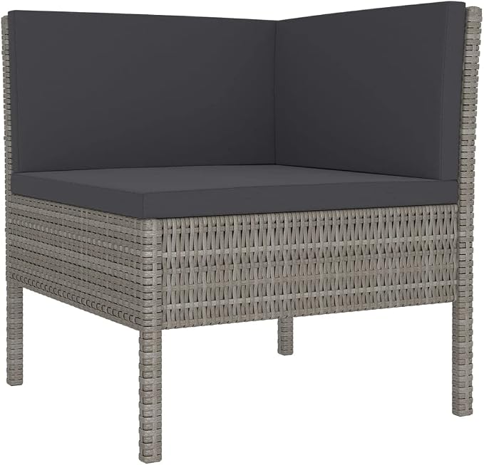 6 Piece Patio Lounge Set with Cushions,Patio Sofa,Outdoor Daybed,Outdoor Furniture Sets,Patio Seating,Patio Conversation Sets,Modern Set,Patio Furniture Set,Front Porch Furniture Poly Rattan Gray