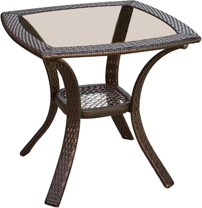 Hanover Orleans 3-Piece Patio Conversation Set with 2 Gray Wicker Swivel Rockers, Heather Gray Cushions, and Glass Top Square Table, Outdoor Bistro Set 3-Piece