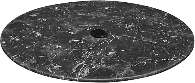 Holland Bar Stool 32" Diameter Black Marble, Indoor/Outdoor All-Season EuroSlim Table Top with Umbrella Hole with Umbrella Hole