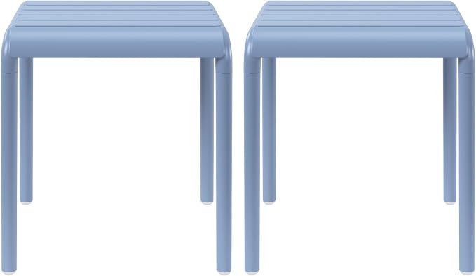 WestinTrends Playa Plastic Modern Outdoor Patio Accent Side Tables (Set of 2), French Blue