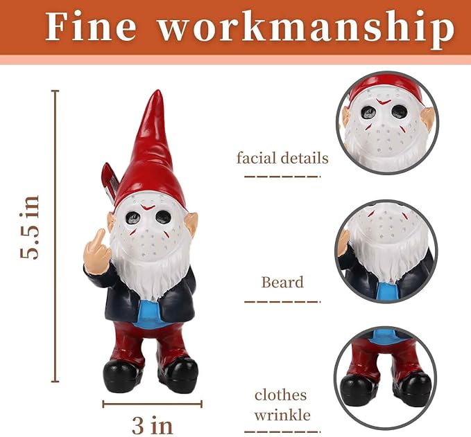SPINNDO Gnomes Middle Finger Gifts Horror Decor Gnomes Boo Basket Stuffers