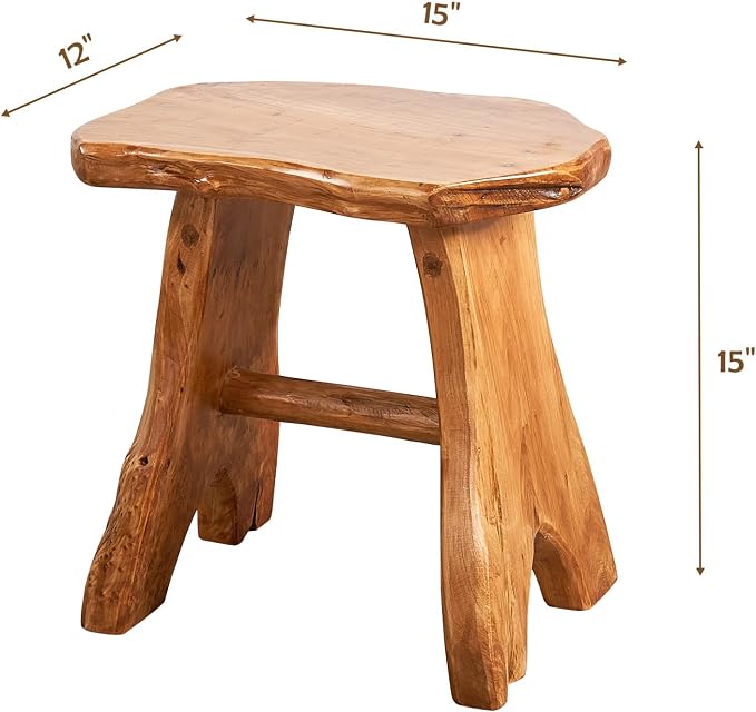 Natural Shape Solid Wood Tree Stump Stool 15"x12"x15" Cedar Root End Table Rustic Plant Stand Live Edge Coffee Table Vintage Side Table Living Room Bedroom Accent Outdoor Garden Foot Stool