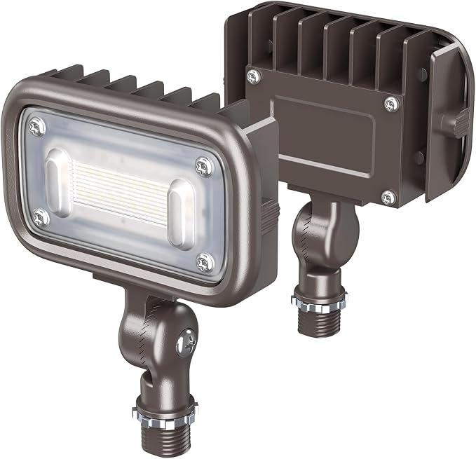 15W LED Outdoor Security Flood Lights 2 Pack,AC 120-277 Input | 100lm/W Efficacy,Super Bright LED Chips,7V×7H Beam Spread,180°Adjustable Knuckle Mount,IP65 Waterproof,4000K Color Temperatur