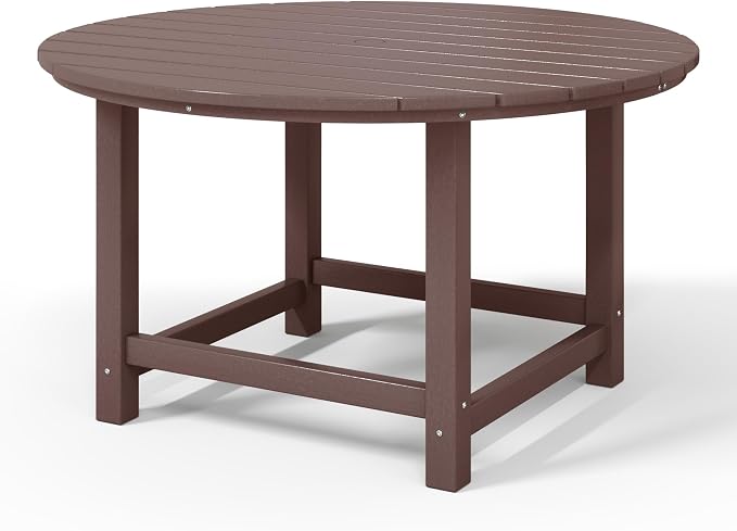 WestinTrends Malibu Kids Outdoor Patio Furniture HDPE 38" Wide Round Dining Table, Dark Brown