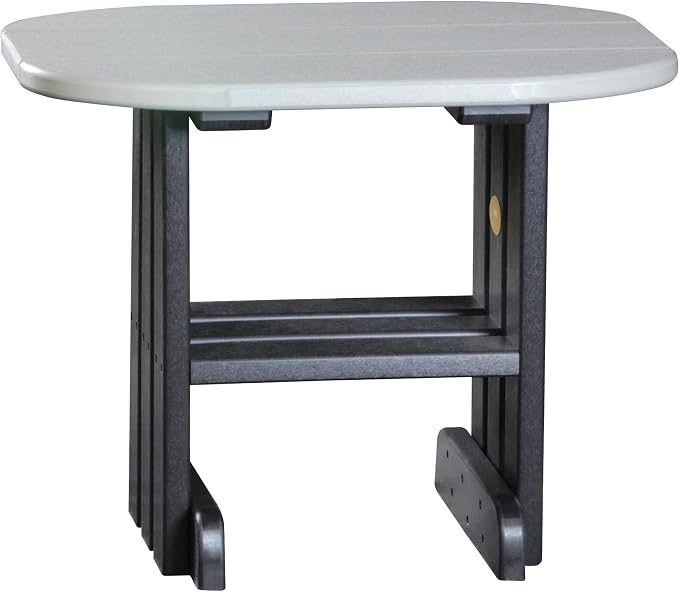 LuxCraft Poly Small Table Stand, Outdoor Side Tables for Patio, Weatherproof Patio End Table for Outside, Eco Friendly and UV Resistant HDPE - Amish Made in USA (Dove Gray & Black)