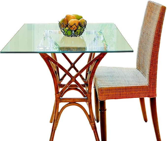 Dulles Glass 30 inch Square Glass Table Top - Tempered - 3/8" Thick Glass Surface, Safe Pencil Edge, Eased Corners, Multipurpose for Dining Table, Patio, Coffee and End Table