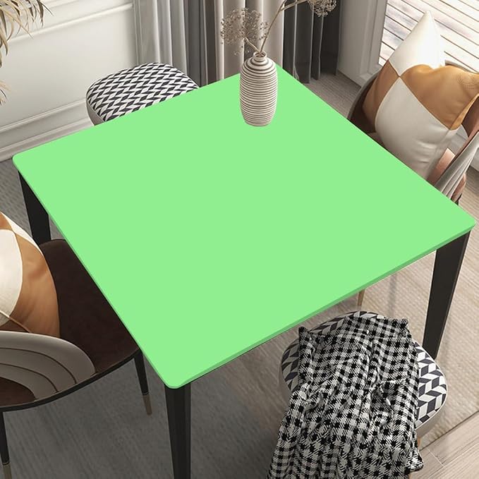 Square Fitted Tablecloth Suit for 54"x54" Table LightGreen Stretch Table Topper Cap for Dining Kitchen Home Party Style175