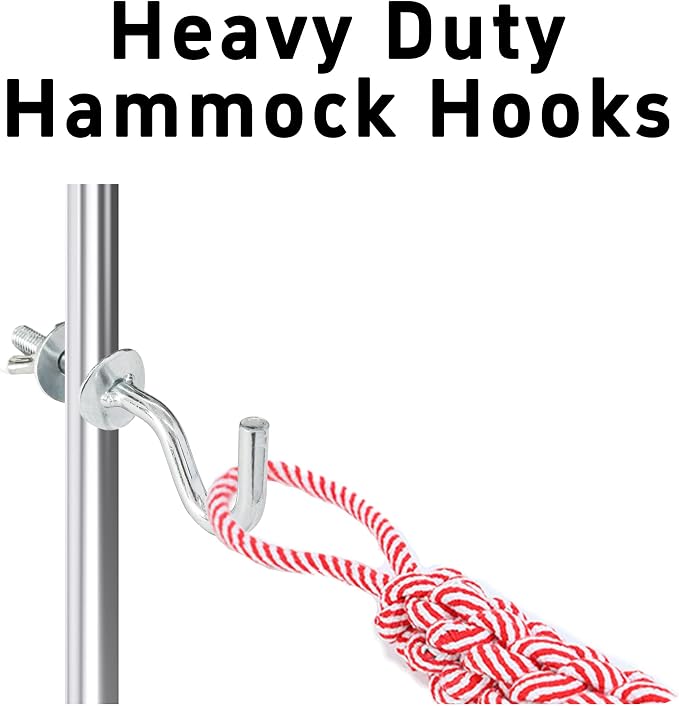 2Pcs Heavy-Duty Metal Hammock Replacement Hooks, 3/8 Inch Diameter, Fits 1-1/4 to 2 Inch Long Holes on Hammock Stands, Hammocks Hooks for Indoor and Outdoor Use