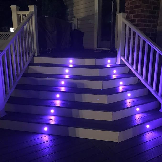 Low Voltage Recessed RGBW Deck Light, Φ1.22 RGB & Warm White Stainless Steel Waterproof Outdoor Step Lighting In-ground Landscape Pathway Patio Stair Decor Lamp, Black
