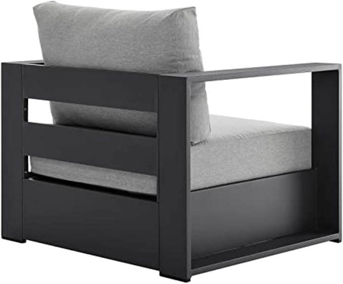 Modway 3-Piece Patio Set, Gray, Outdoor Furniture, Powder-Coated Aluminum Frame, Dense Foam Padding, Water & UV-Resistant Fabric