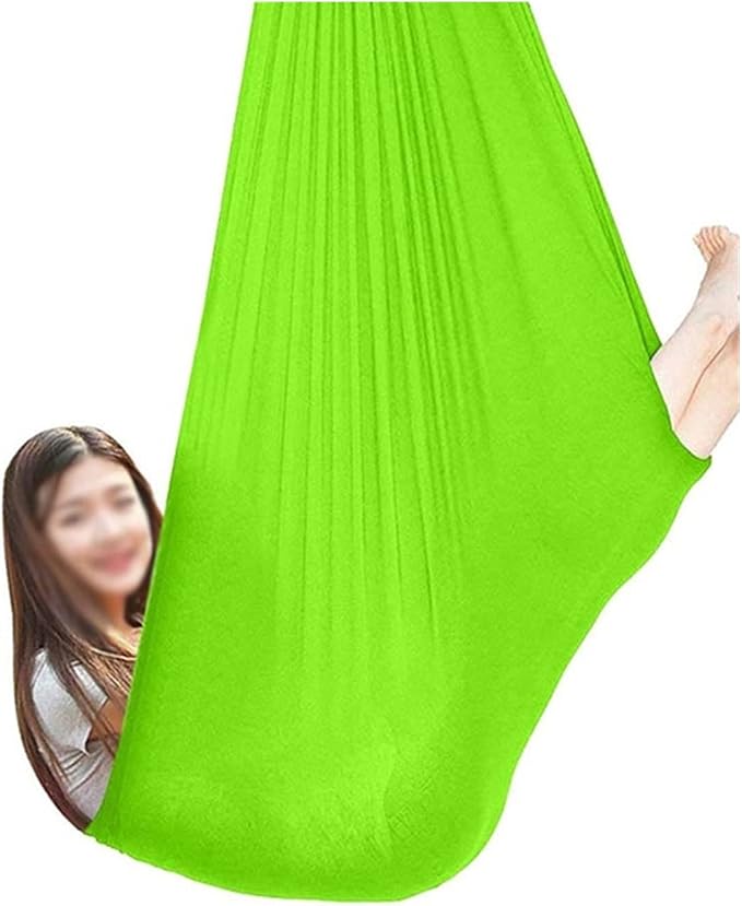 Physical Sensory Swing Chair for Bedroom，Breathable Snuggle Hammock Set Indoor Outdoor Kids Toys Play for Autism ADHD Vestibular System Exercise (Color : Fruit Green, Size : 100x280cm/39x110in)