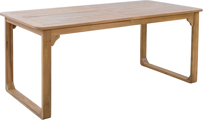 Christopher Knight Home Samma Acacia Wood Outdoor Dining Set for 4, Patio Dining Table Set for 4, Outdoor Dining Table and Sled Base, Dining Chairs with Cushion + Wicker Backrest, Teak+Brown+Cream