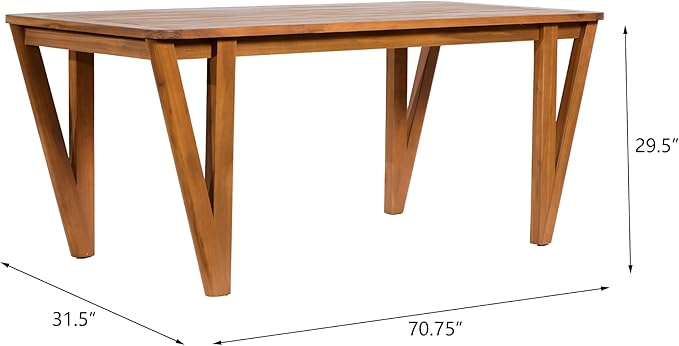 Christopher Knight Home Cove Acacia Wood Outdoor Dining Set for 6, Patio Dining Table with Bench, 3 Piece Outdoor Dining Table Set, Teak