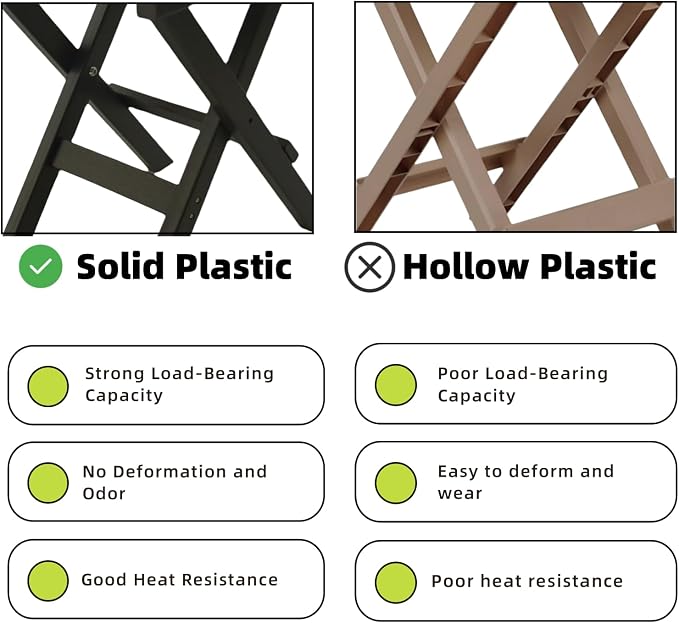HDPE Outdoor Side Table Small End Square Table Folding Coffee Furniture for Patio, Garden, Balcon, Pool, Outside Portable Black