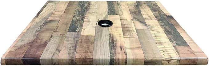30" x 30" Rustic, Indoor/Outdoor All-Season EnduroTop Table Top with Umbrella Hole