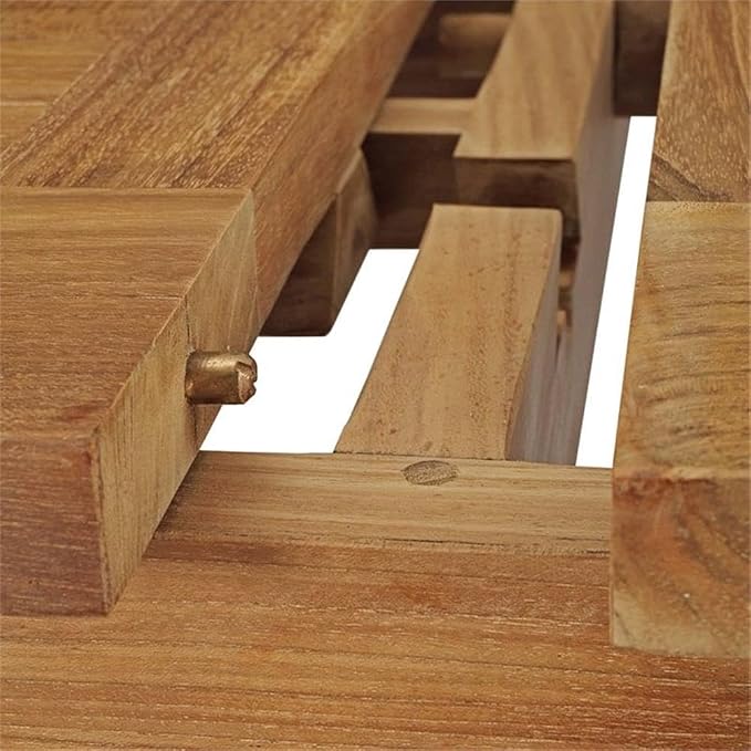 Pemberly Row Extendable Outdoor Patio Dining Table, Solid Teak Wood, Natural Finish, 70.5"-108.5" Adjustable Length, Rich Wood Grain, Tapered Legs, Durable Modern Design for Outdoor Patio Dining