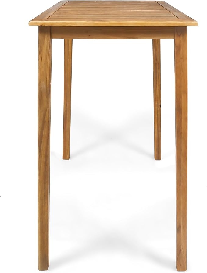 IRONORA Natural Acacia Wood Rectangular Patio Bar Table, 40 Inch Tall Slatted Top Outdoor Pub Table, Wooden High Top Counter Height Table for Backyard Balcony Garden