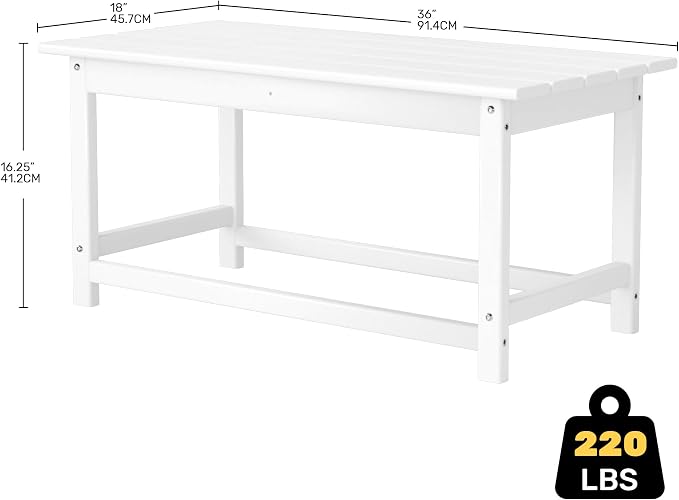 Costaelm Adirondack Conversation Table, HDPE Outdoor Drink Weather Resistant, Outdoor Patio Porch Accent Balcony Table for Pool, Seaside, Backyard, White