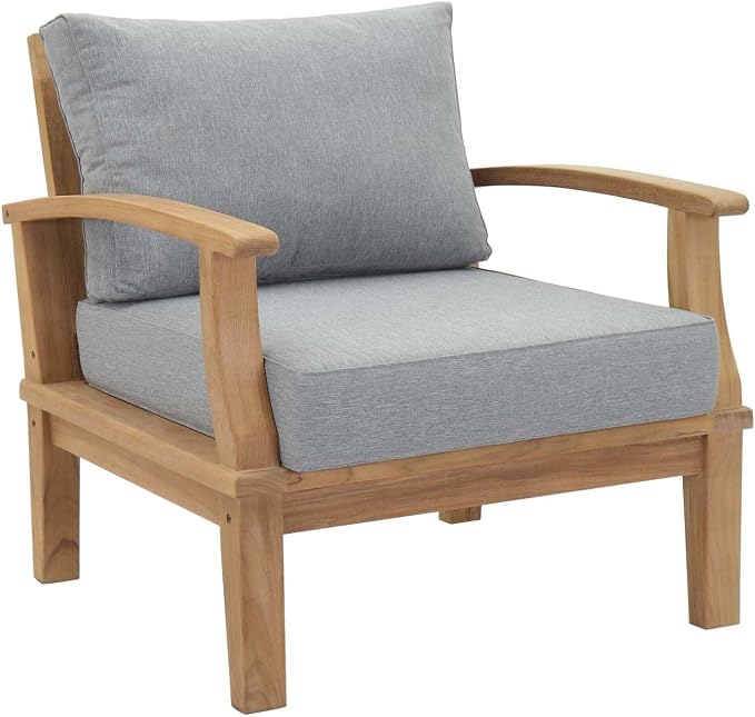 Modway EEI-1479-NAT-GRY-SET Marina Premium Grade A Teak Wood 8-Piece Outdoor Patio Furniture Set, Natural Gray