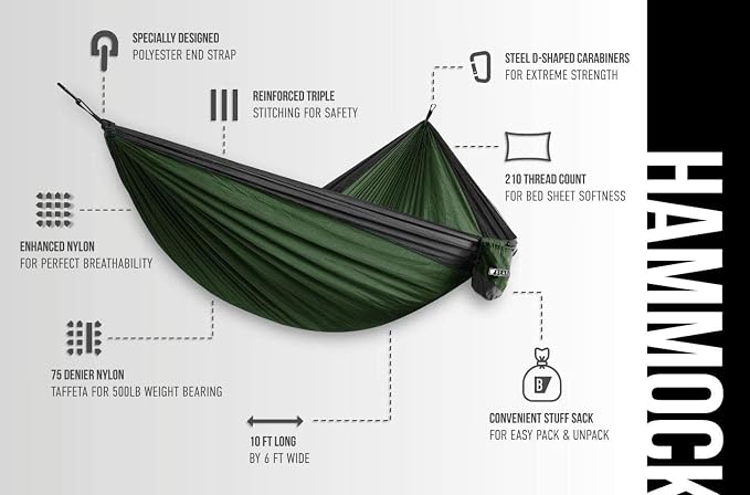 Bear Butt Double Camping Hammock and Bear Butt Hammock Bug Net Bundle