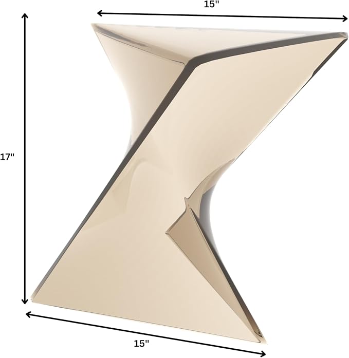 LeisureMod 15.75" Stackable Weather-Resistant Plastic Triangular Side Table - Transparent Amber Accent End Table for Indoor & Outdoor Use
