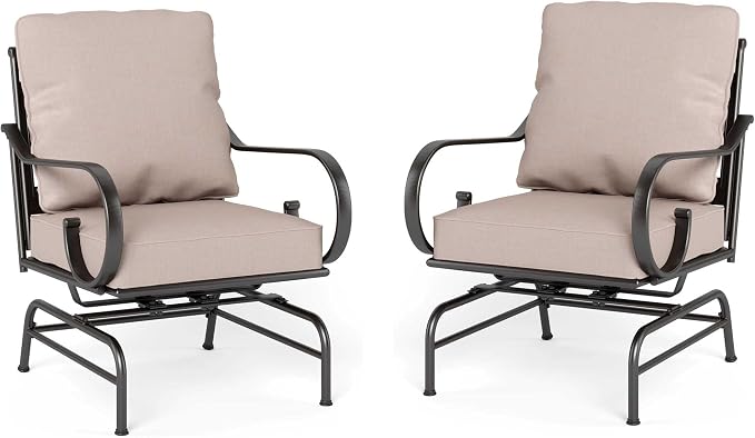 Sophia & William Extra Large & High Back Patio Furniture Set Metal Modern Outdoor Conversation Sets with Motion Chairs