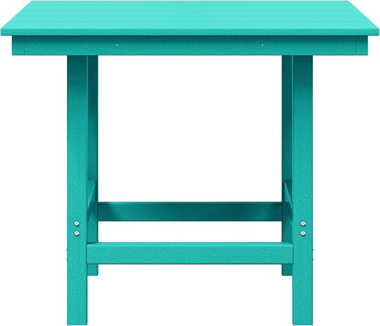 WestinTrends Ashore Outdoor HDPE 36" Square Patio Dining Table with Umbrella Hole, Turquoise