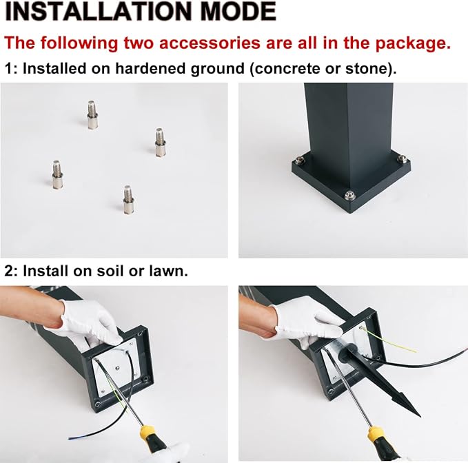 Pathway Lights Post Lights IP55 Waterproof Outdoor Lamp Post Lawn Light Floor Lamp E26 Lampholder Hardwired Suitable for 12V / 24V / 120V Voltage（23.5in, Black）