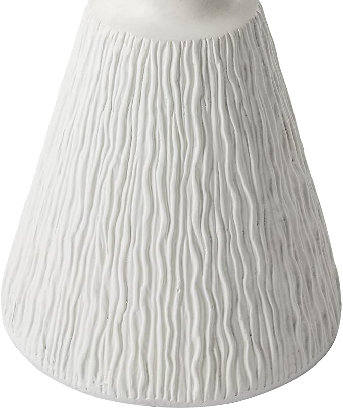 HOMPUS Round Outdoor Side Table, Mushroom MgO Samll Concrete Accent Table, Lightweight Patio End Table, Plant Stand for Paito, Outside, White