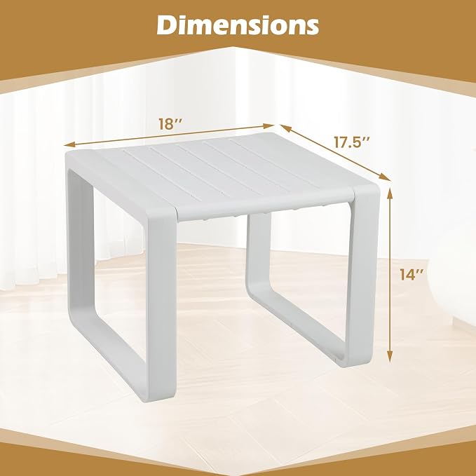 Tangkula Outdoor Side Table Set of 2, 18” Weather Resistant Adirondack Table, Patio End Table, Small Coffee Bistro Table, Indoor & Outdoor Chair Side Table for Porch, Deck, Garden, Yard (White)