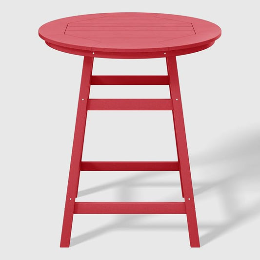 WestinTrends Outdoor 35" HDPE Round Patio Counter Height Bar Table, Red