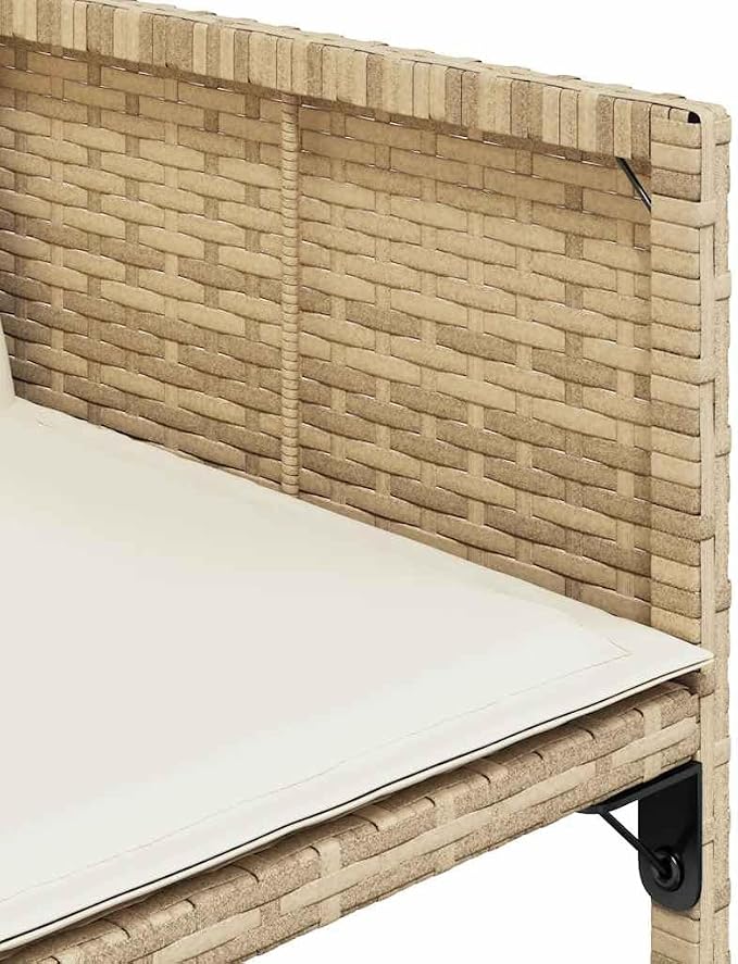 15 Piece Patio Dining Set with Cushions Beige Poly Rattan Outdoor Furniture Table and 10 Chairs with Folding Backrest for Garden Backyard Poolside Dining, UV-Proof, 242.5 lb Capacity