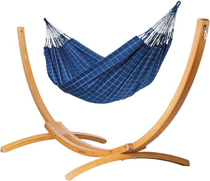 LA SIESTA Brisa Double Outdoor Hammock — Colombian-Made Polypropylene, UV & Weather Resistant, for Backyard & Patio - Marine