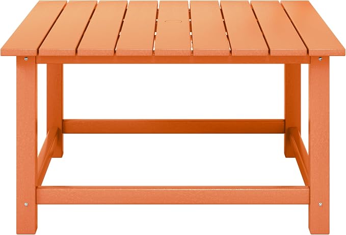 WestinTrends Malibu Low Outdoor HDPE Square Patio Coffee Table, Orange