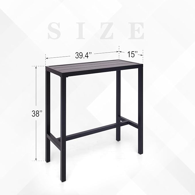 Anmutig Patio Outdoor Bar Table 39 inch Height Bistro Table High Top Bar Metal Table with Waterproof Top for Hot Tub Home Kitchen Cafe