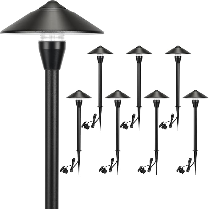 LUTEC 12V Low Voltage Pathway Lights, Die-cast Aluminum Pathway Lights with Connectors，IP65 Waterproof Outdoor Landscape Lighting, 3W 240LM Warm White 3000K for Path, Yard, Garden, 8 Pack