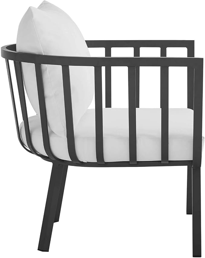 Modway Riverside 5 Piece Outdoor Patio Aluminum Set in Gray White