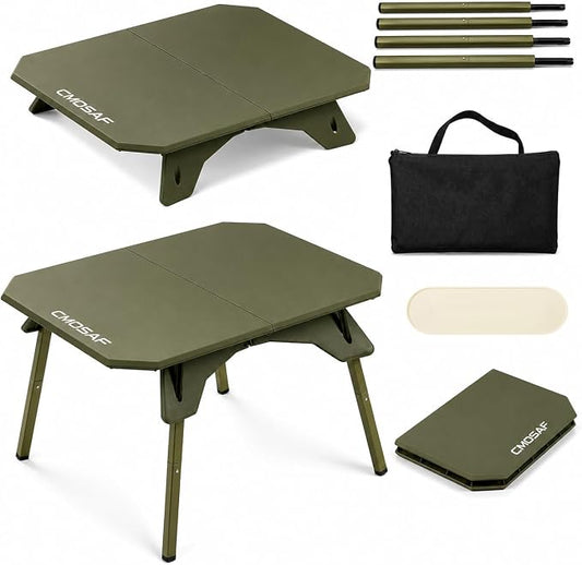 2-in-1 Tactical Camping Table with Adjustable Height, Collapsible Table Lightweight with Carry Bag for Camping,Travel expeditions, Hiking, Picnics, BBQs & Beach Trips