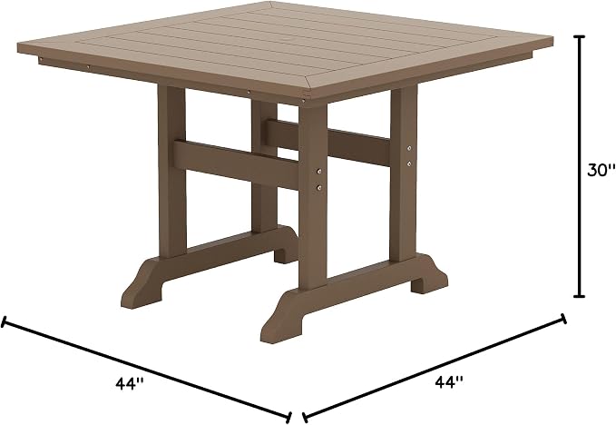 HDPE Laguna 43" Square Dining Table,Weathered Wood