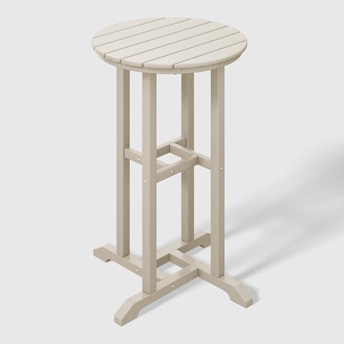 WestinTrends Malibu 37" Counter Height Round Outdoor Patio Bistro Bar Table, Sand