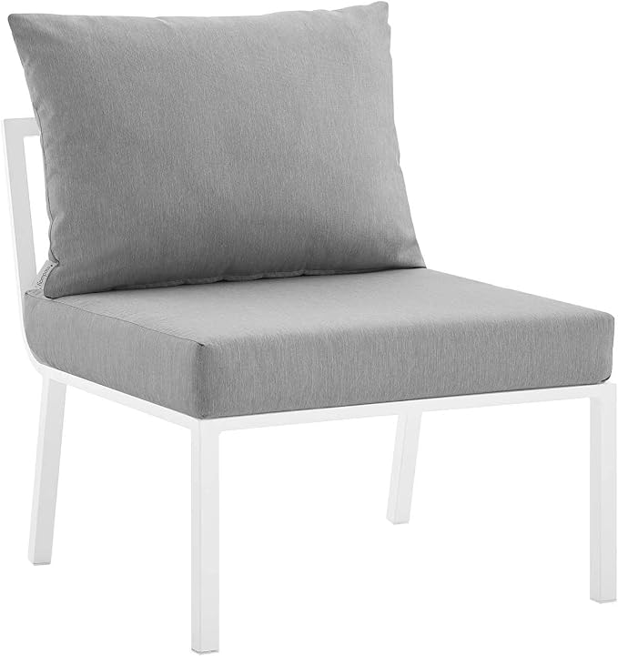 Modway Riverside 4 Piece Sectional Set with Armchair and Table, 61. 5" L x 114" w x 28" H, White Gray