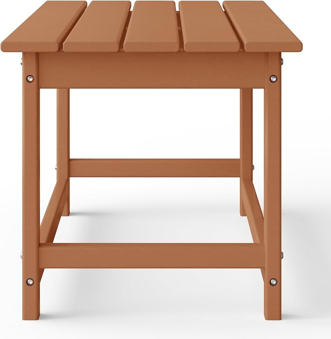 WestinTrends Malibu Outdoor Coffee Table, 35" x 17.5" All Weather Poly Lumber Patio Adirondack Coffee Table for Garden Lawn Porch Balcony, Teak