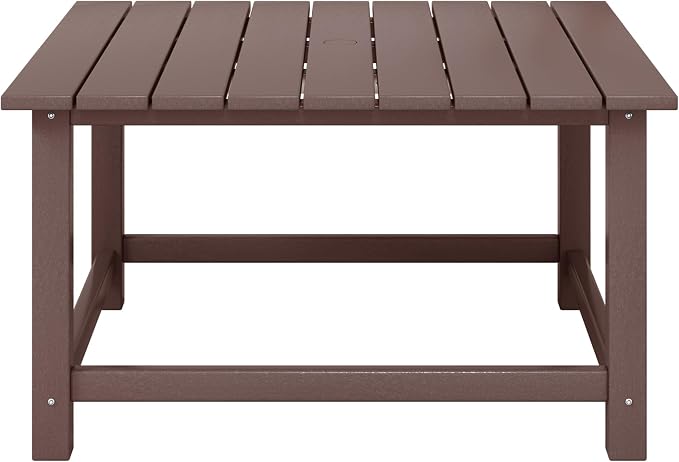 WestinTrends Malibu Low Outdoor HDPE Square Patio Coffee Table, Dark Brown