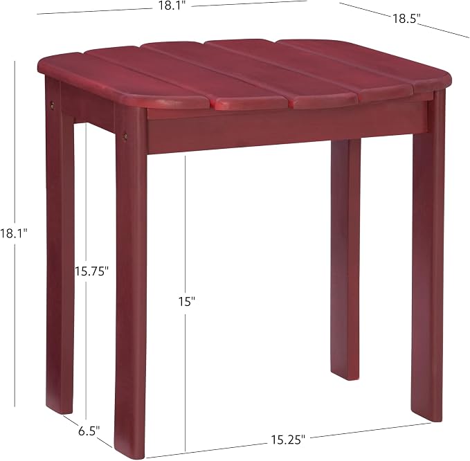 Linon Adirondack End, Red Table, 18.11 x 18.5 x 18.11